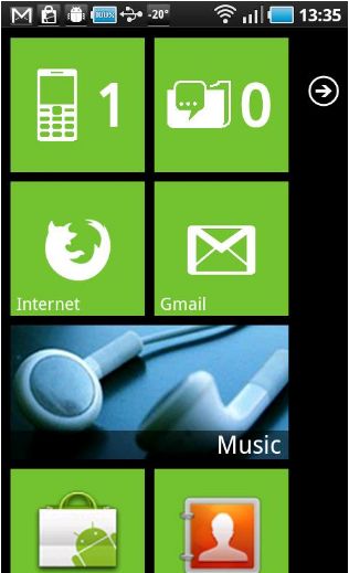 Интерфейс Windows Phone для Android:  Launcher 7